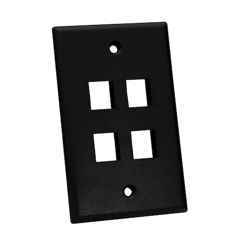 Quest Technology International Keystone Wall Plate, Single-Gang - 4 Ports, Black NFP-1041